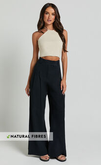 Bette Pants - High Waisted Wide Leg Pants in Black