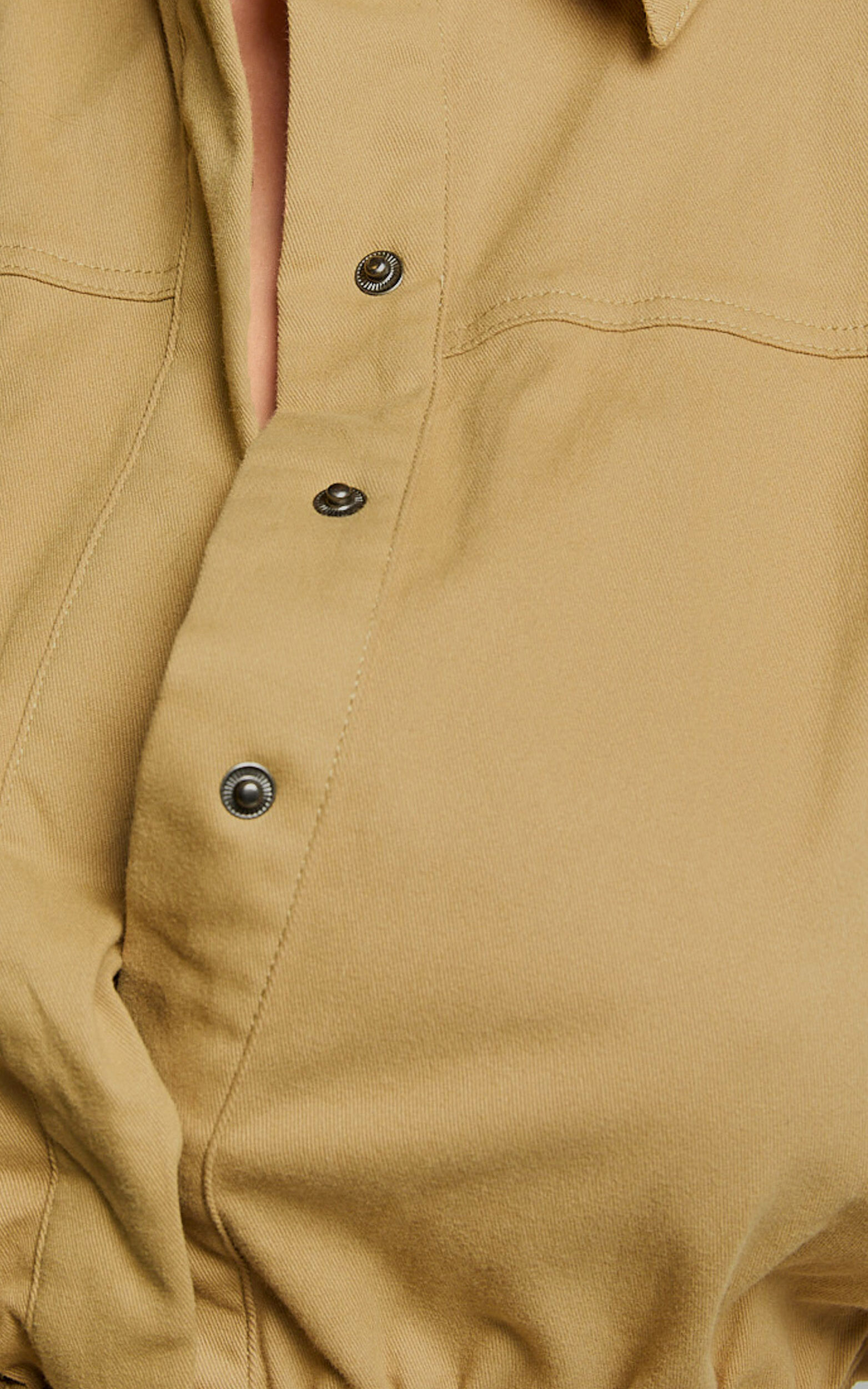 Dana Mini Dress - Collared Button Front Utility Dress in Dessert Taupe ...