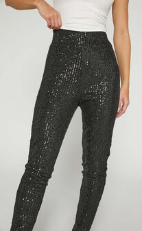 Corey Pants - Sequin Leggings in Black