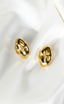 Celia Earrings - Oval Textured Earrings in Gold