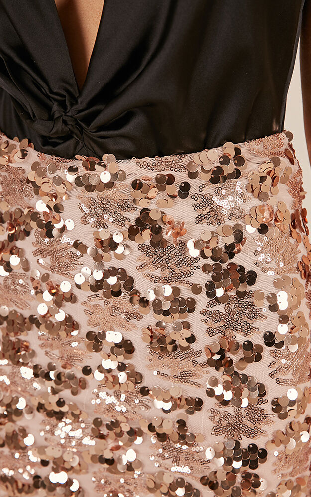 Never Boring Skirt In Rose Gold Sequin Showpo EU