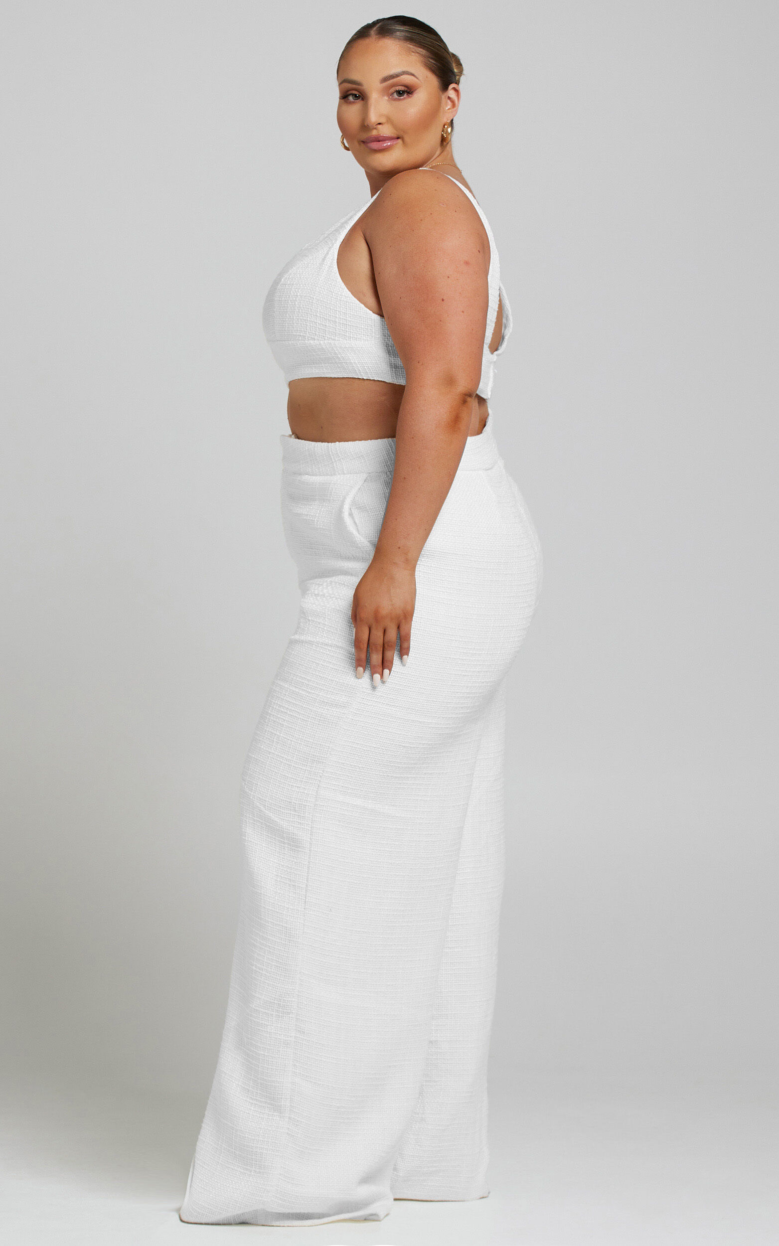 Adelaide Two Piece Set - Crop Top and Wide Leg Pants Set in Baby Blue