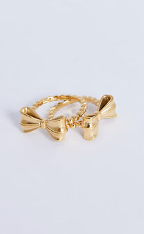 Katherine 2 Ring Pack - Bow Shaped Rings in Gold