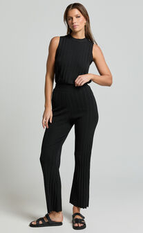 Candice Pants - Knitted High Waist Pants in Black