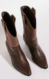 Therapy Shoes -Texaz Cowboy Boots in Choc
