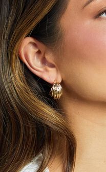 Georgie Earrings - Ridged Hoop Earrings in Gold