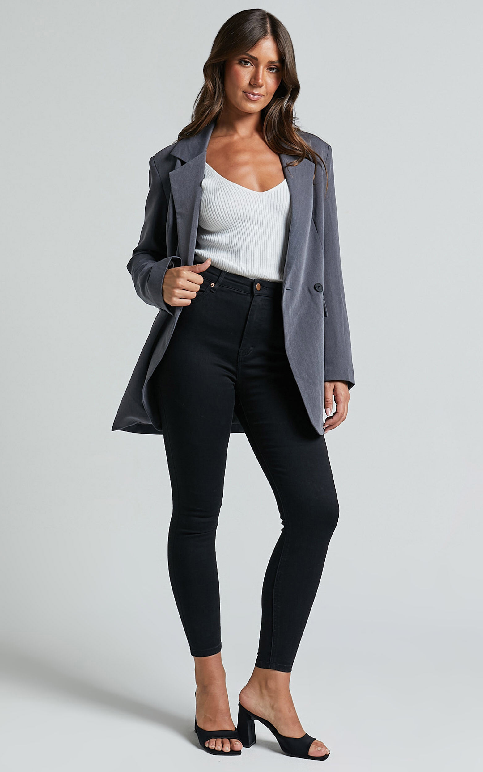Lucilla Jeans - High Waisted Contour Fitted Denim Jeans in Black Wash ...