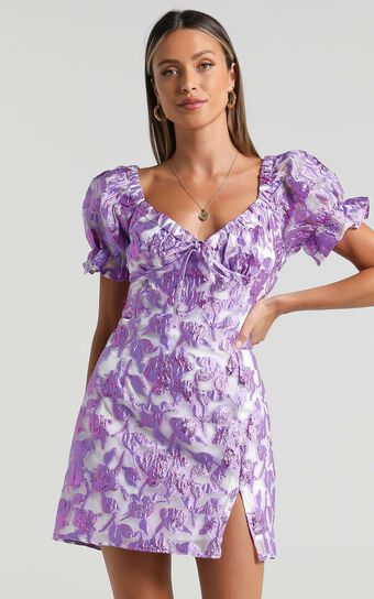 Kammie Dress in Purple Floral