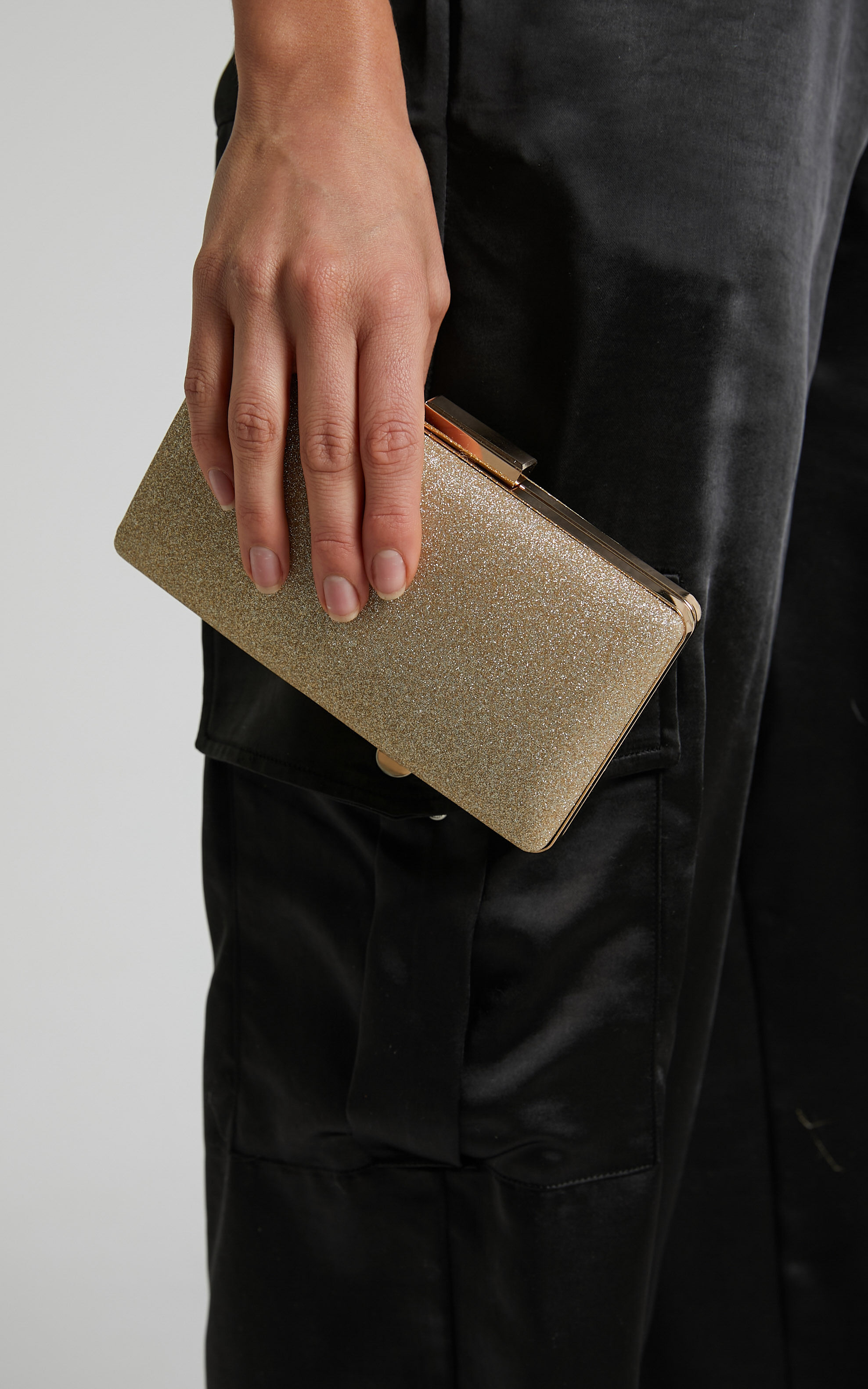 Kiara Glitter Clutch in Gold Showpo USA