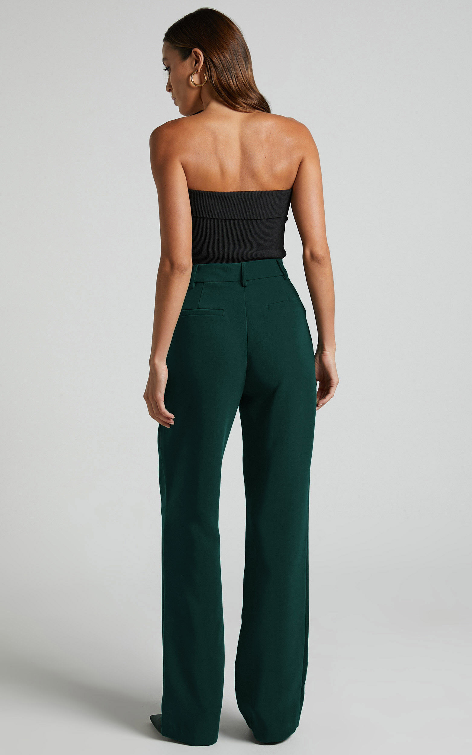 Lorcan Pants High Waisted Tailored Pants in Forest Green Showpo