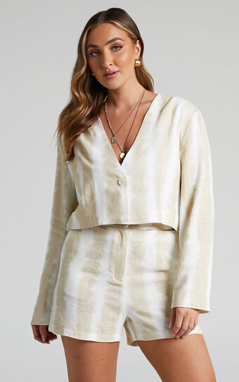 4th & Reckless - Blake Linen Blend Blazer in Stripe Print
