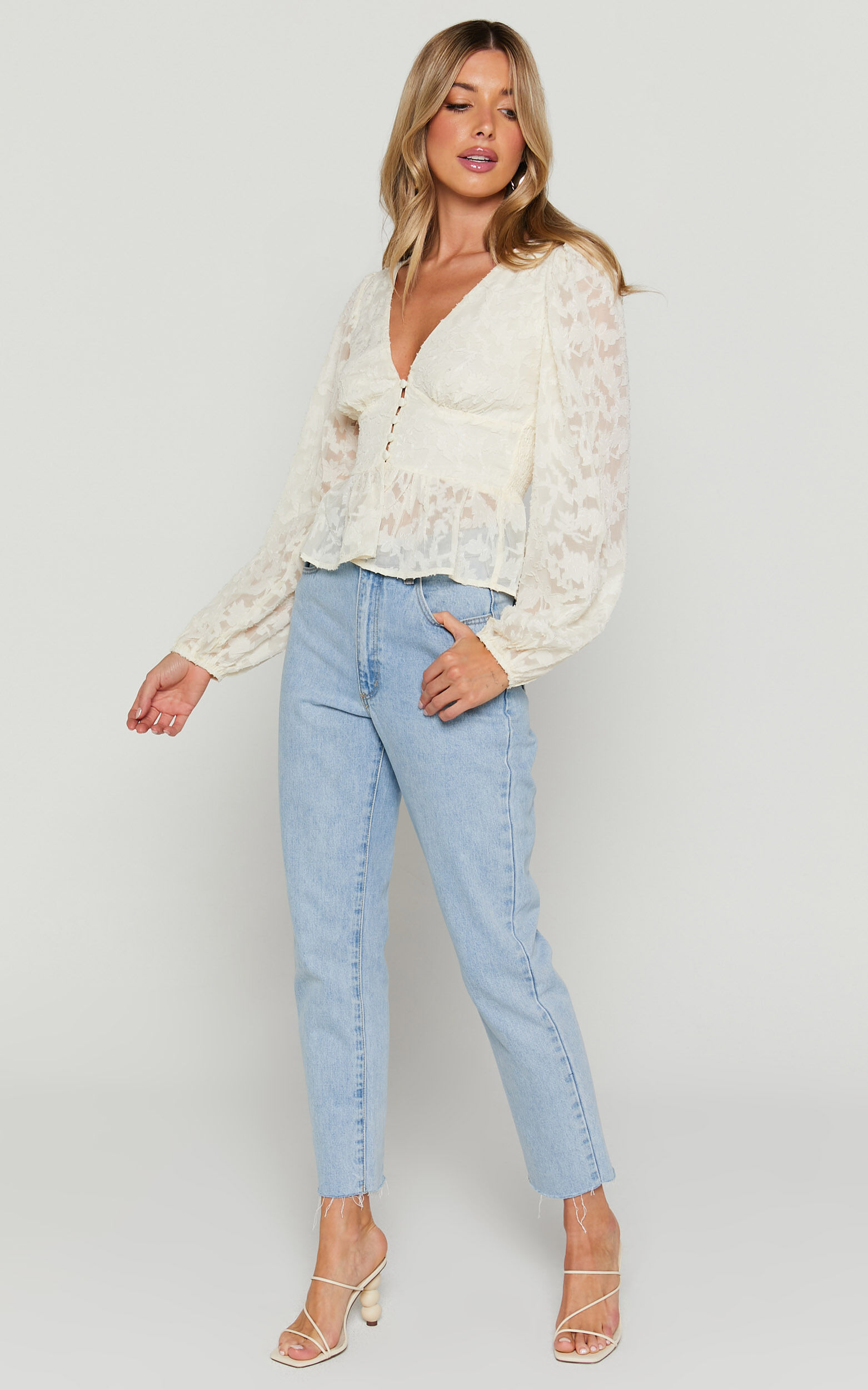 Cream peplum blouse clearance