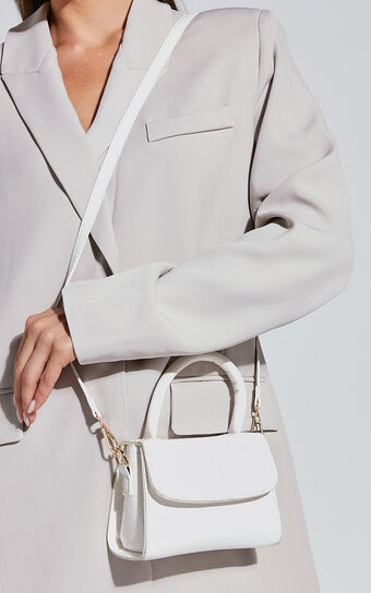 Lanielyn Mini Top Handle Crossbody Bag in White Croc