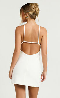 Teagan Mini Dress - Cut Out Low Back Bodycon Dress in White