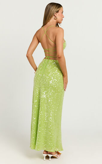 Phoebe Two Piece Set - Corset and Bias Cut Skirt Set in Green
