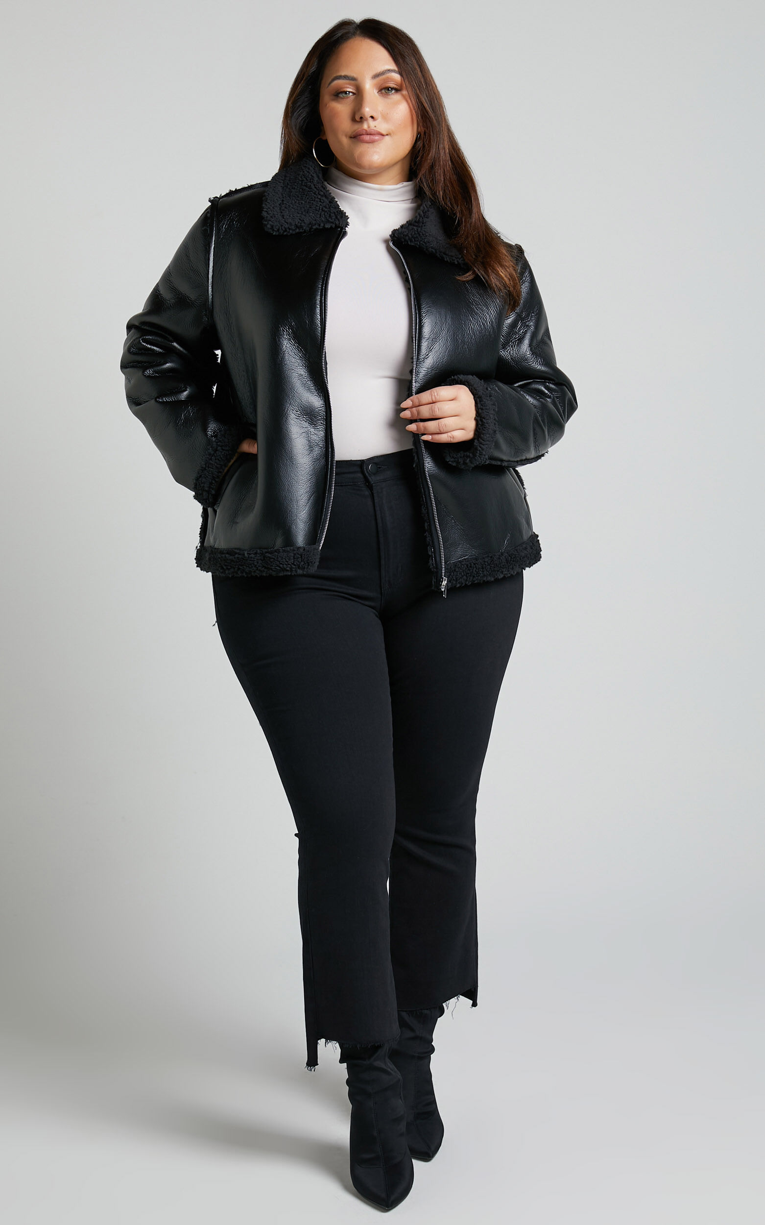 Borg biker jacket clearance womens