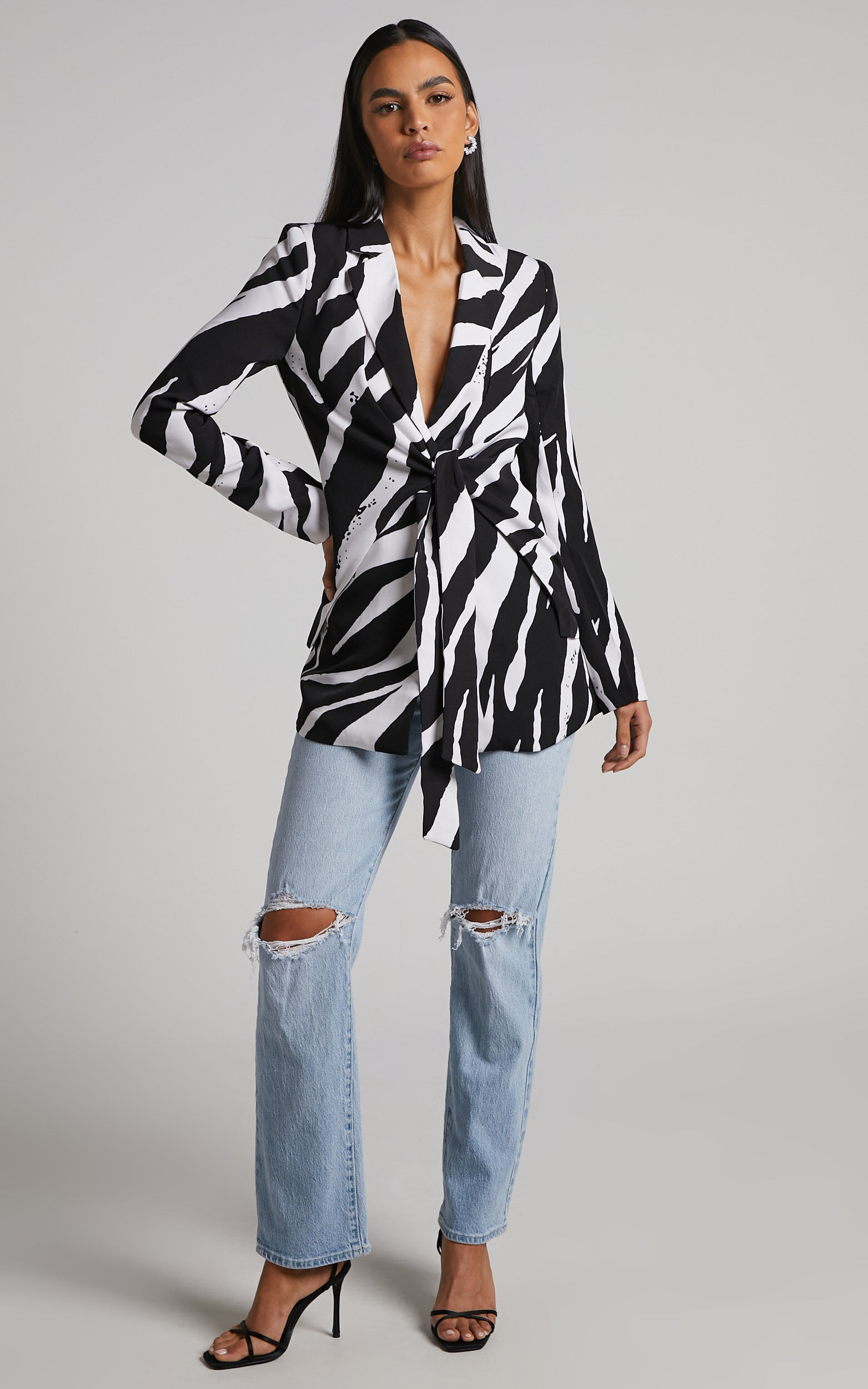 Zebra print blazer sales