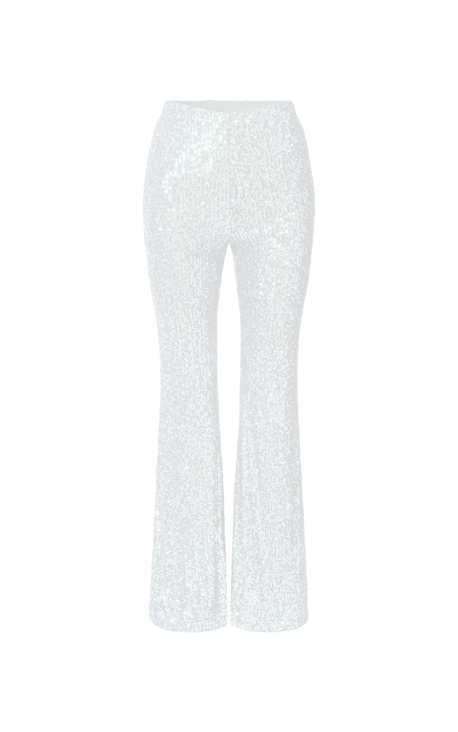 Deliza Pants Mid Waisted Sequin Flare Pants in Iridescent White Showpo