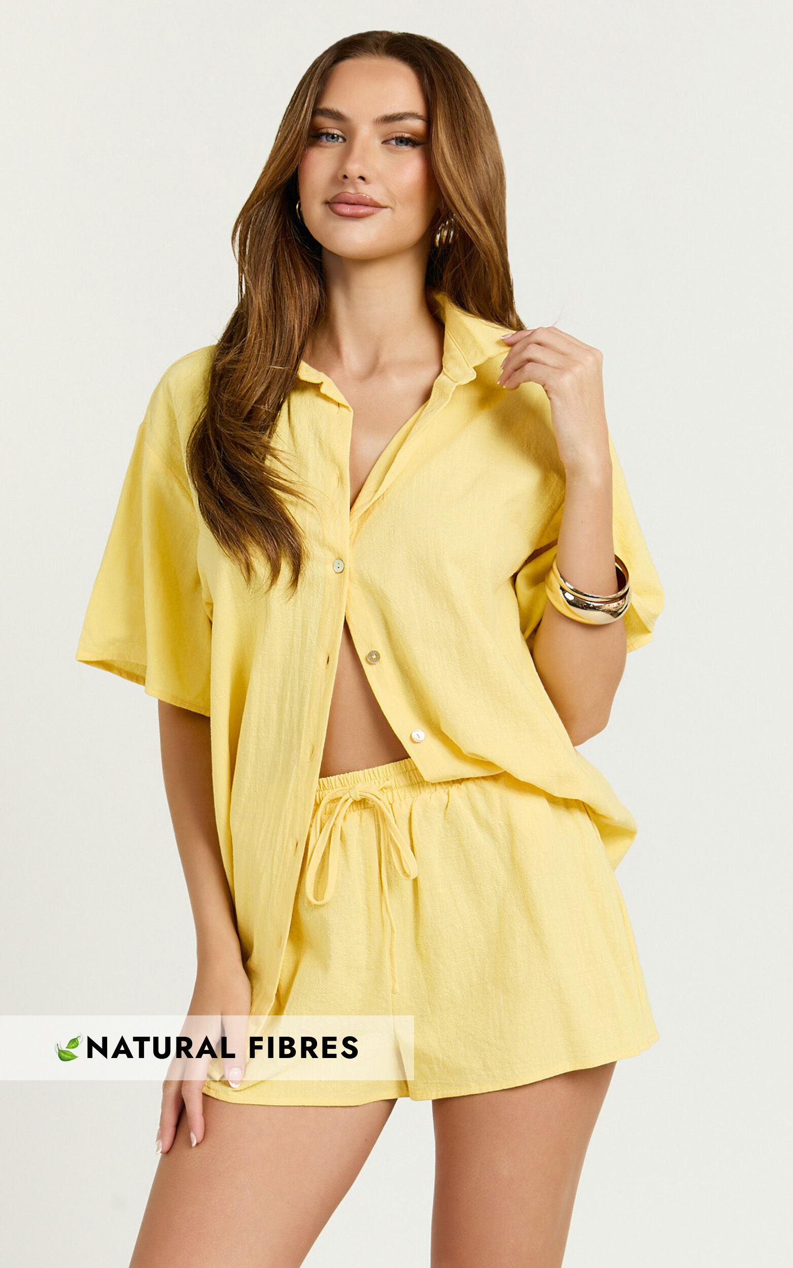 Yellow shirt with shorts shop