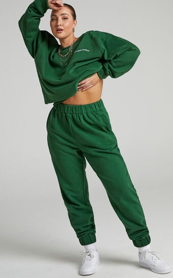 Sunday Society Club - Mid Waisted Maddie Sweatpants in Green