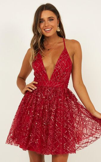 Spiritual Connection Dress In Red Sequin
