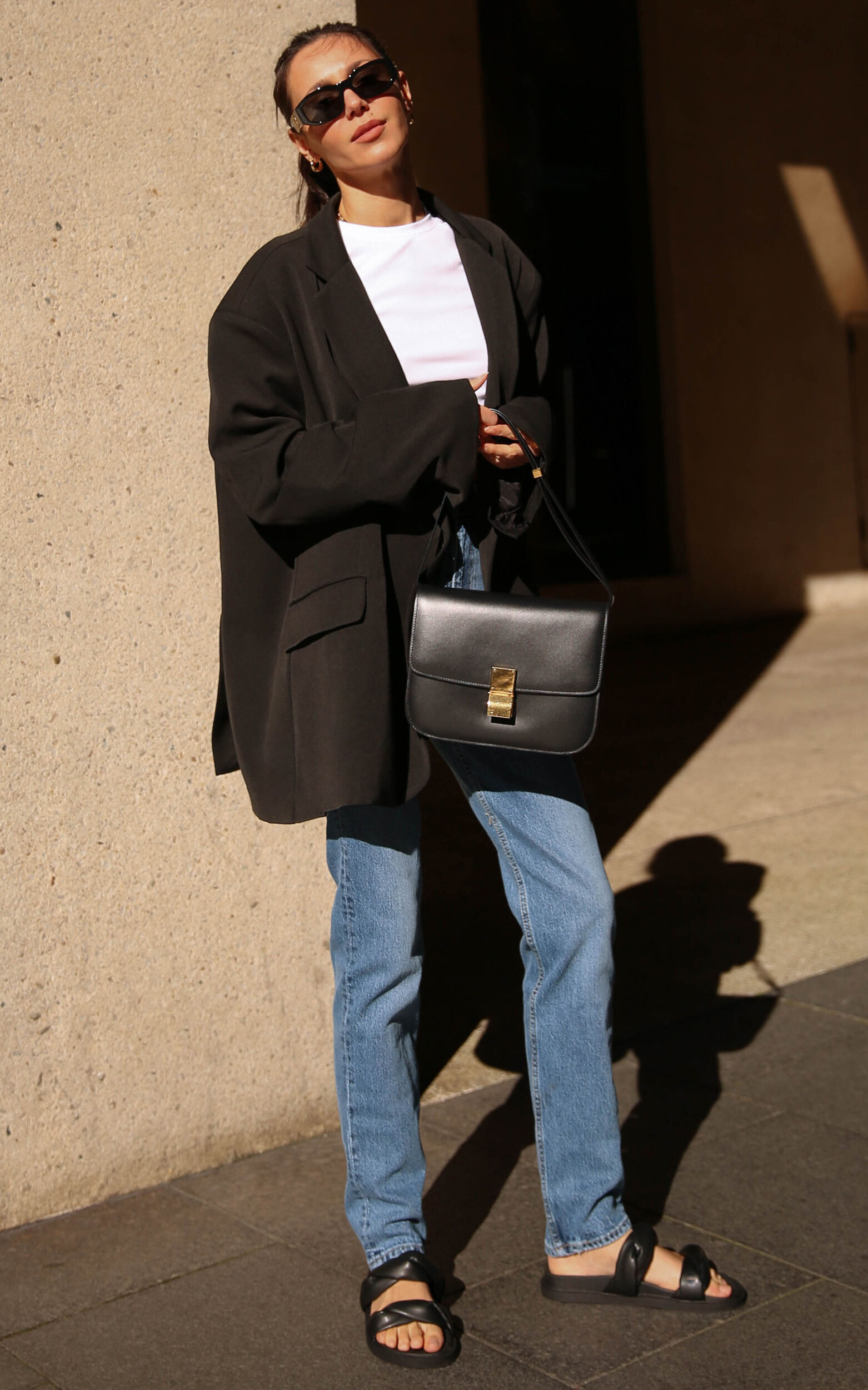 Amalea Blazer Oversized Boyfriend Blazer in Black Showpo
