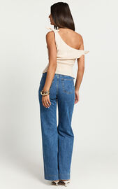 Ivy Top - Linen Look Off Shoulder Tie Top in Oatmeal | Showpo USA