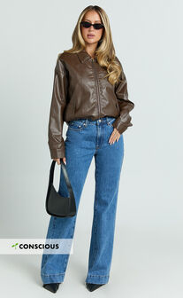 Ebony Jeans - Mid Rise Wide Leg Recycled Denim Jeans in Dark Blue Wash