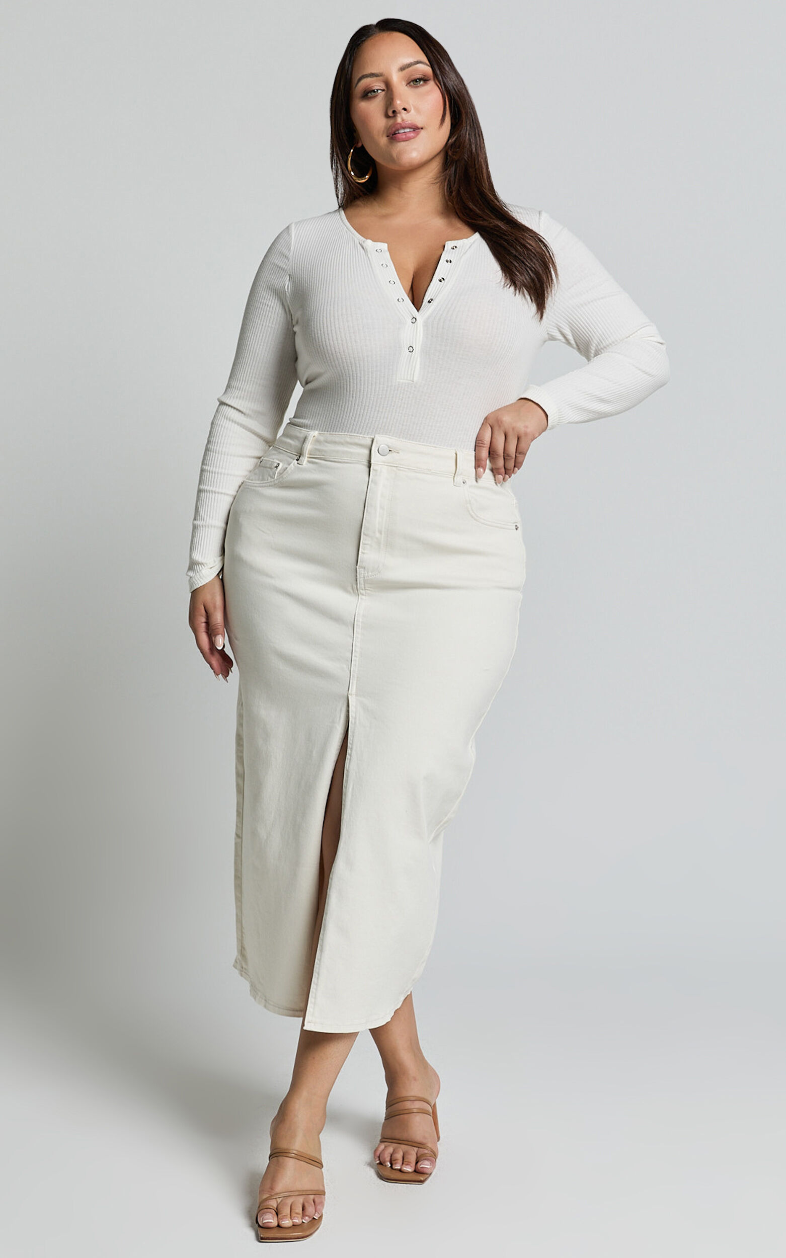 White midi skirt denim 2025