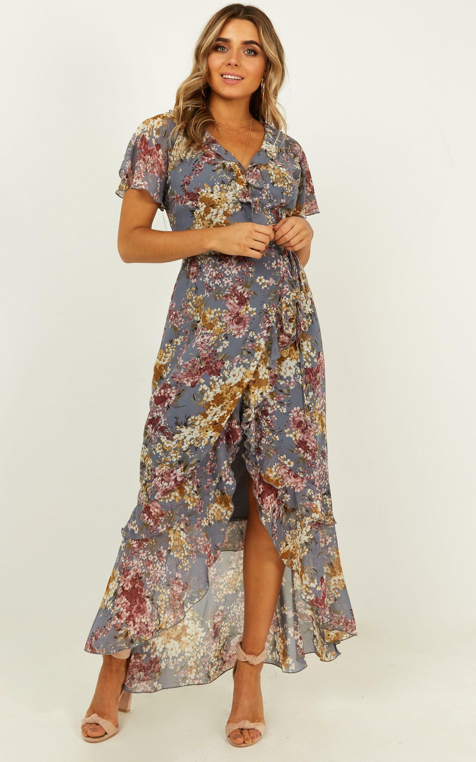 Light And Happiness Wrap Dress In Purple Floral | Showpo EU