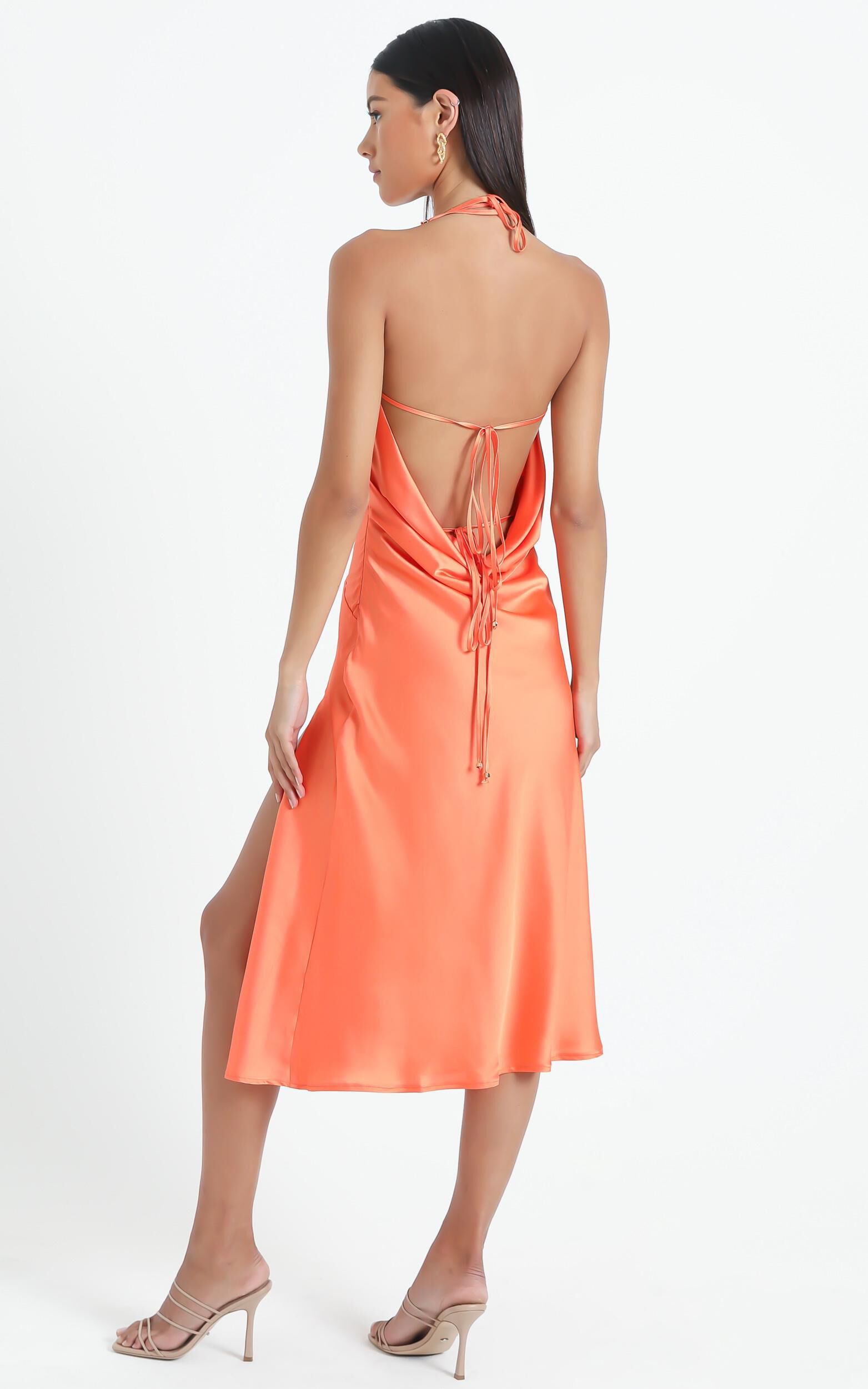 Florentina Dress in Orange Satin - 06, ORG2