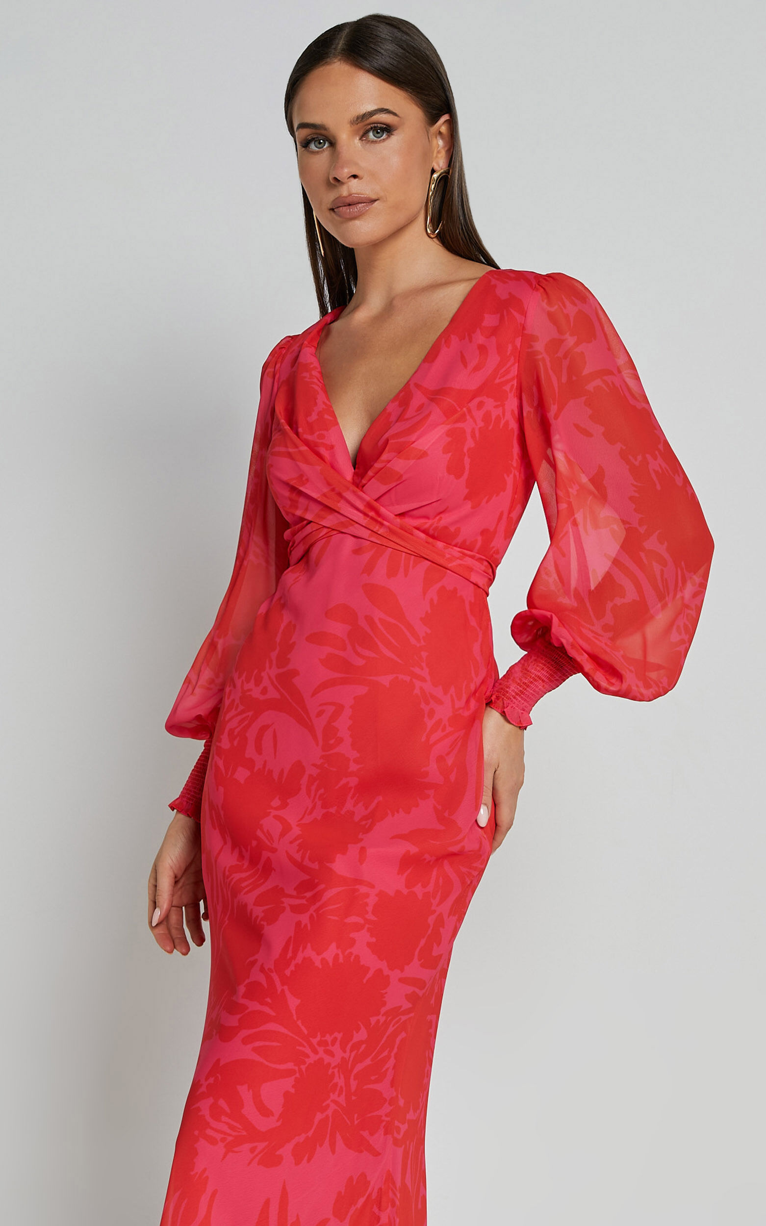 Long sleeve deep v neck top