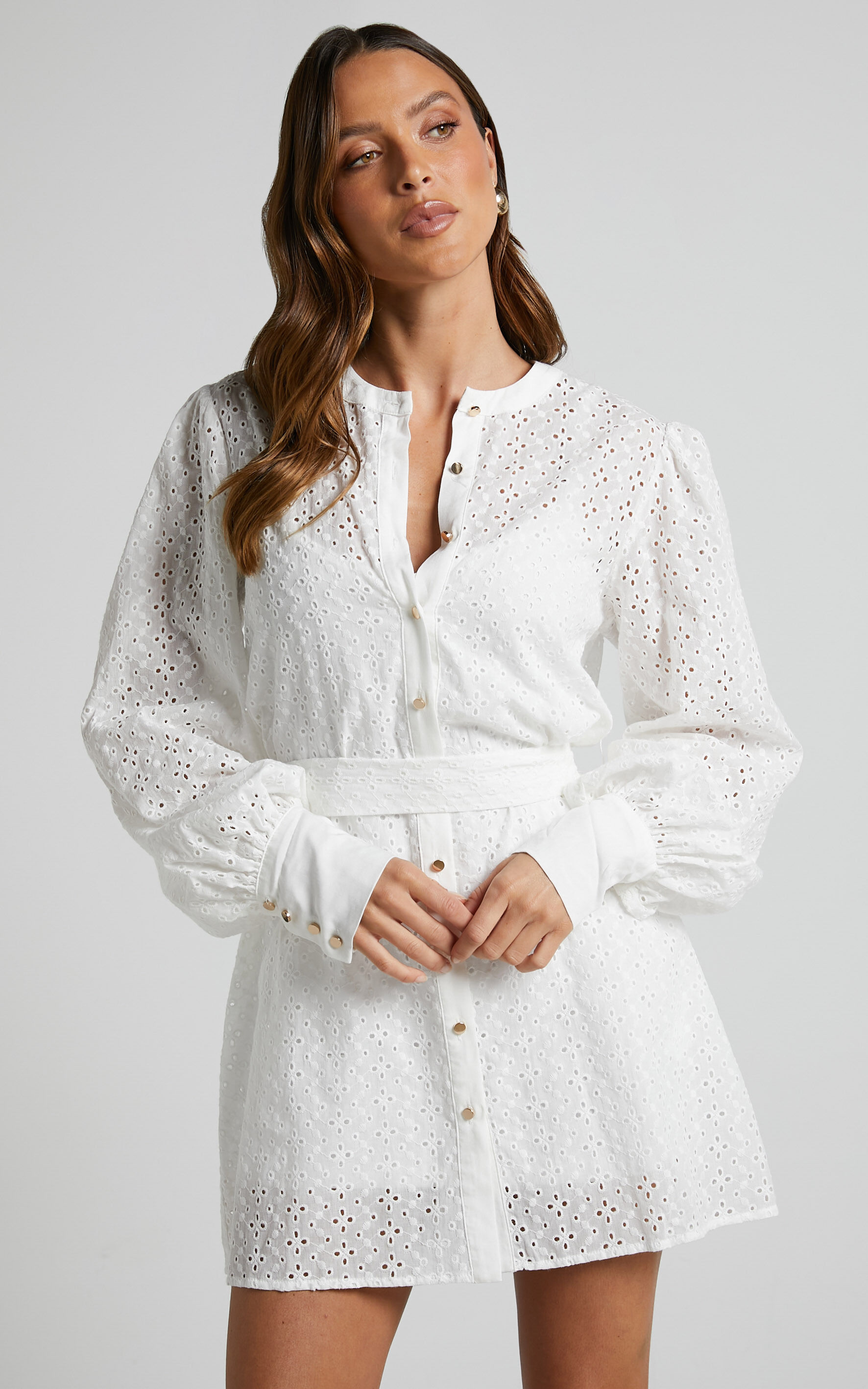 White broderie 2025 shirt dress