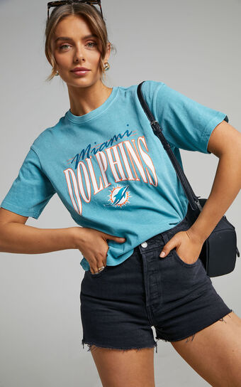 Majestic - Vintage NFL Miami Dolphins Arch Tee in Tonic Turquoise