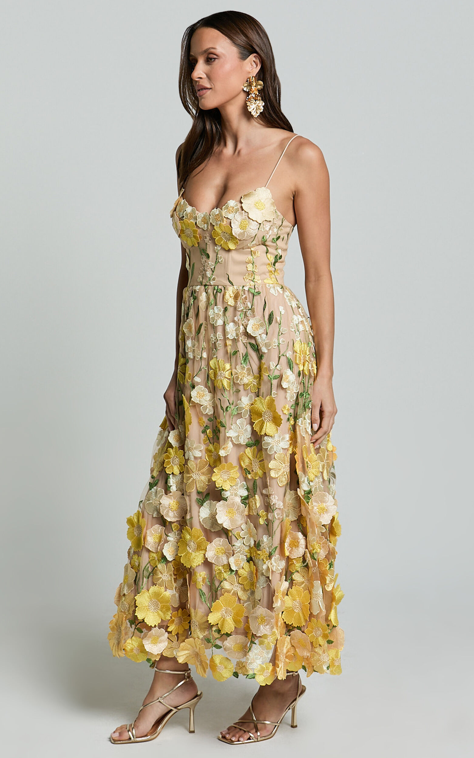 Amalie The Label - Mia Strappy Flower Detail Midi Dress in
