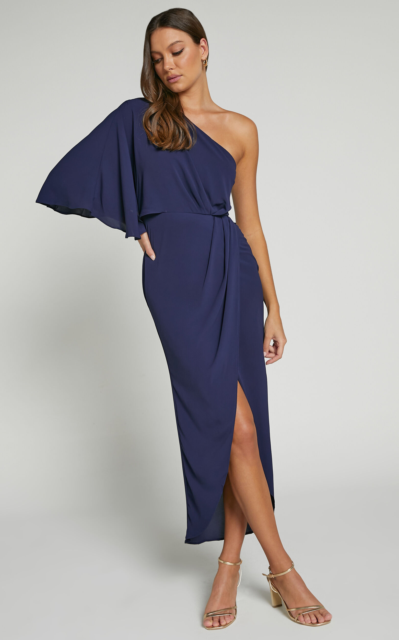 Navy blue new arrivals asymmetrical dress