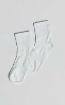 Vasilisa Stripe Crew Socks - Pack of 2 in White/White