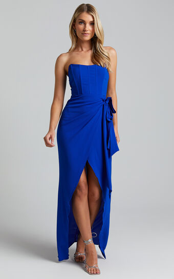 Abigail Maxi Dress - Bodice Tie Dress in Navy