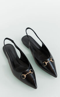 Billini - Havilah Flats With Gold Hardware Detail in Black Shine