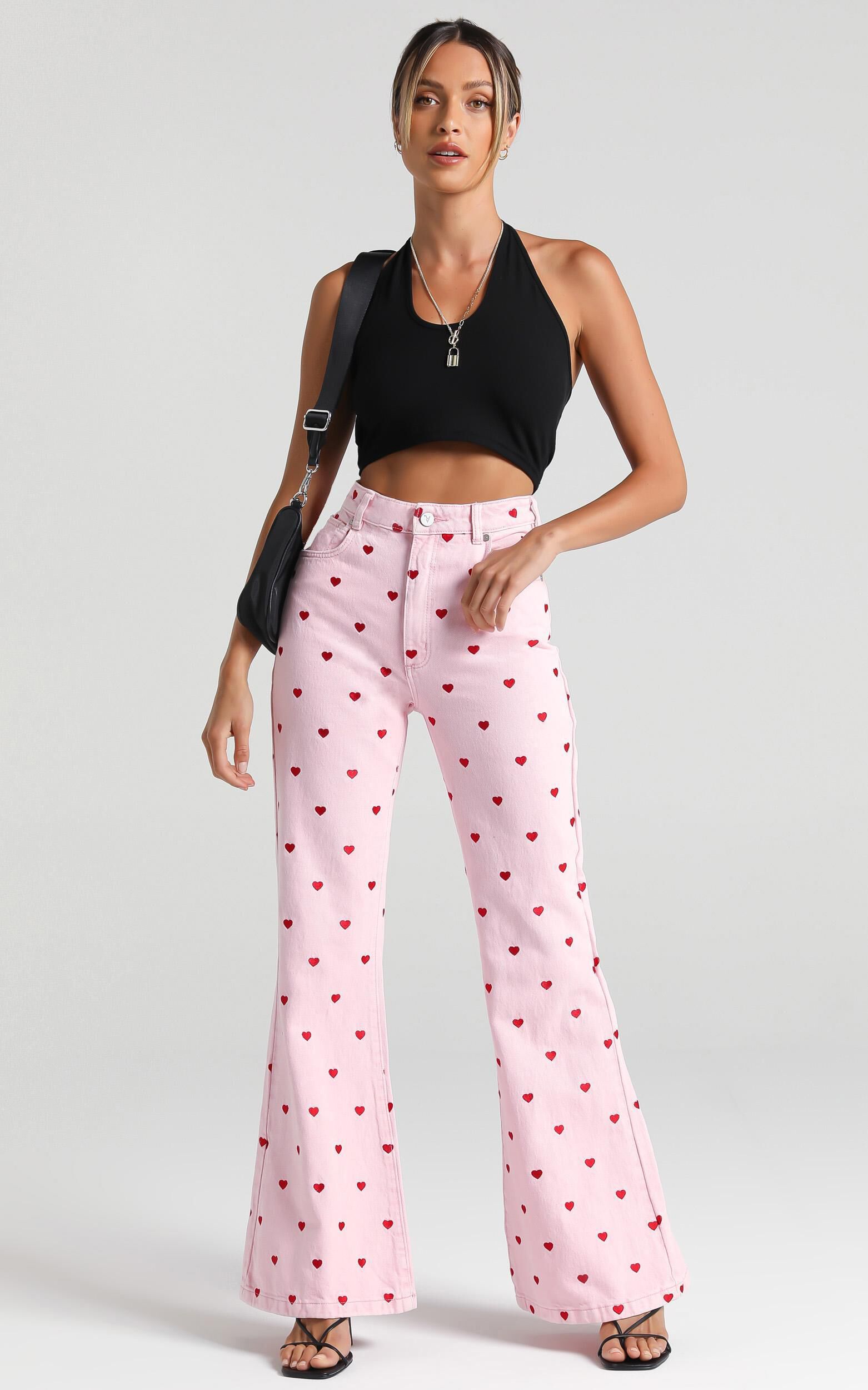 Abrand x Dyspnea - A Double Oh Flare Jean in Pink Heart Abrand x Dyspnea - A Double Oh Flare Jean in Pink Heart