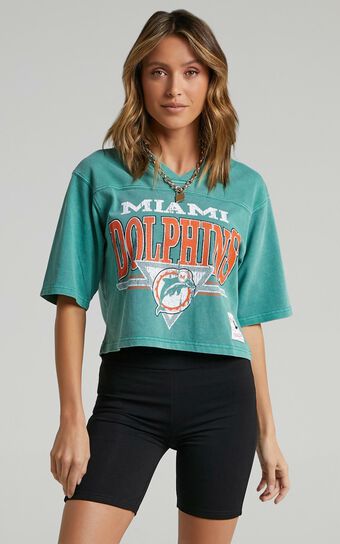 Mitchell & Ness - Off Field TB Crop Tee Dolphins in Teal