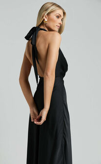 Helen Maxi Dress - Cowl Neck Slip in Black