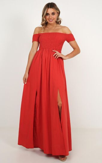 Game Changing Maxi Dress In Rust Linen Look