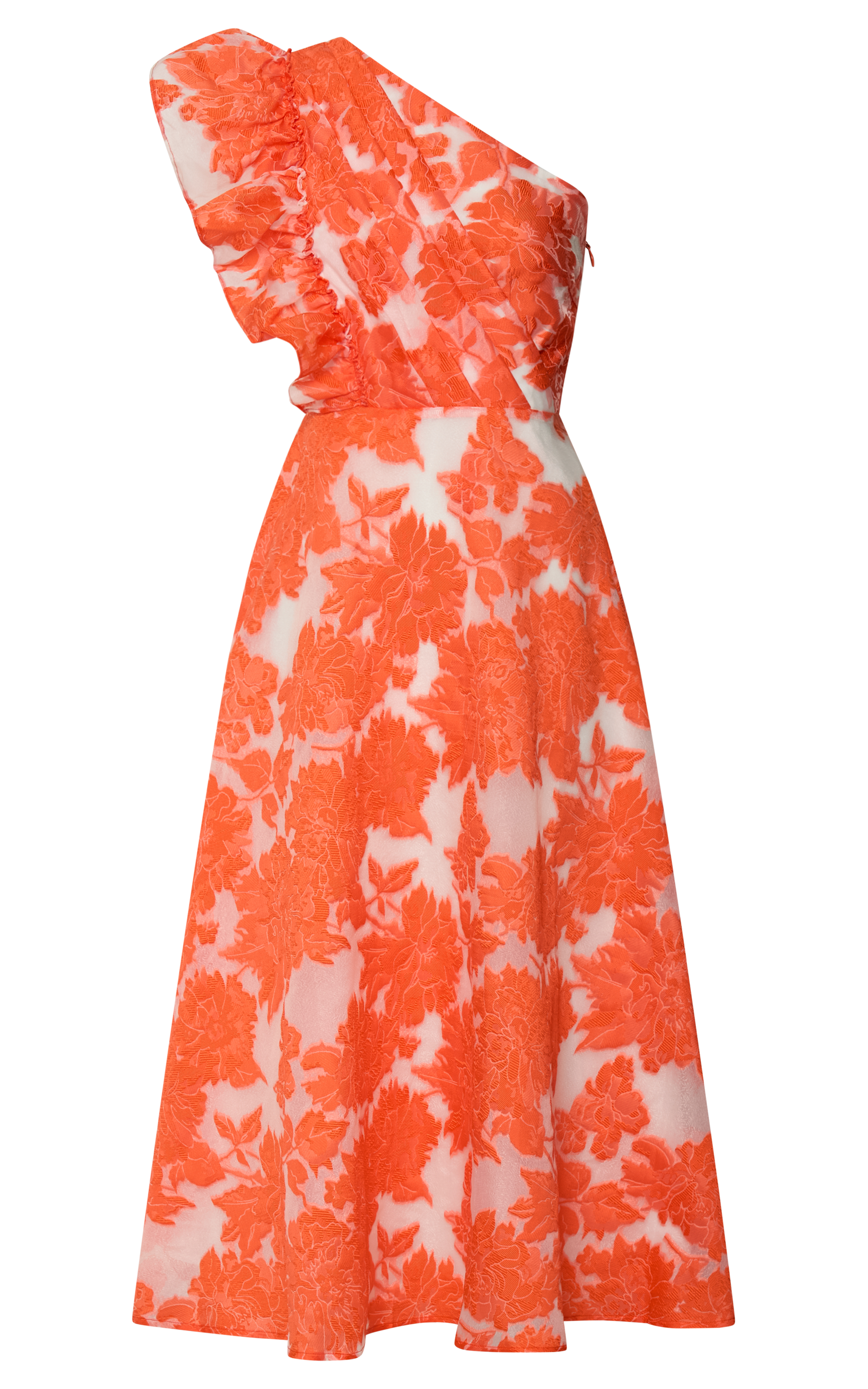 Alfreda Midi Dress - One Shoulder Ruffle Detail Brailey