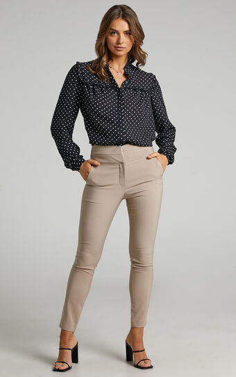 Hailey - High Waisted Trouser in Stone