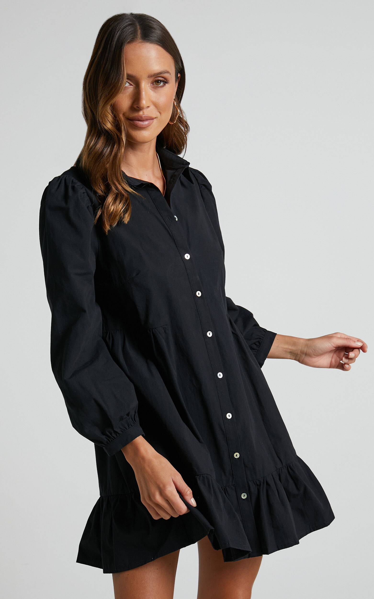 Black mini shirt dress discount