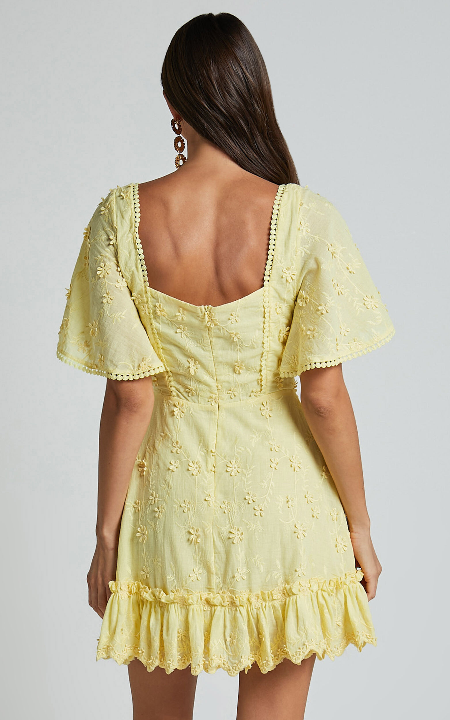 Fancy A Spritz Mini Dress - Square Neck Dress in Lemon | Showpo USA