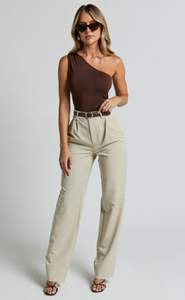 Maria Top - One Shoulder Asymmetrical Top in Chocolate