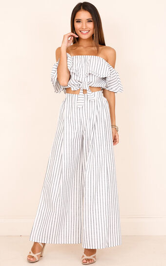 Count Your Lucky Stars Two Piece Set in White Stripe