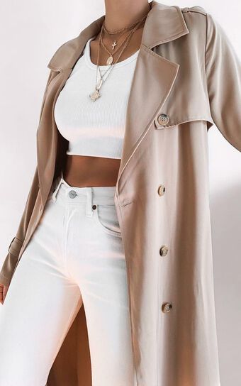 Stepping It Up Trench Coat In Beige